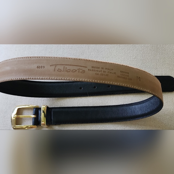 Talbots Leather Belt Women's Size M Black Made in Italy Ibel Buckle #6009 - Picture 4 of 10